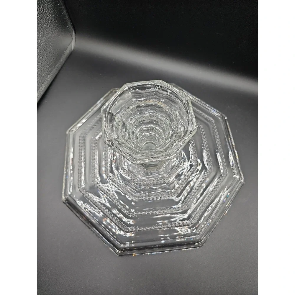 Vintage Cambridge Tuscany Cake Plate with Dome In Octagon Shape Made In Italy